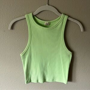 Aritzia Wilfred green ribbed knit seamless racerback tank